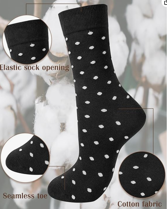 Loritta Secret 7 Pairs Womens Cotton Crew Socks, Casual Soft Calf Dress Socks Heart Striped Pattern