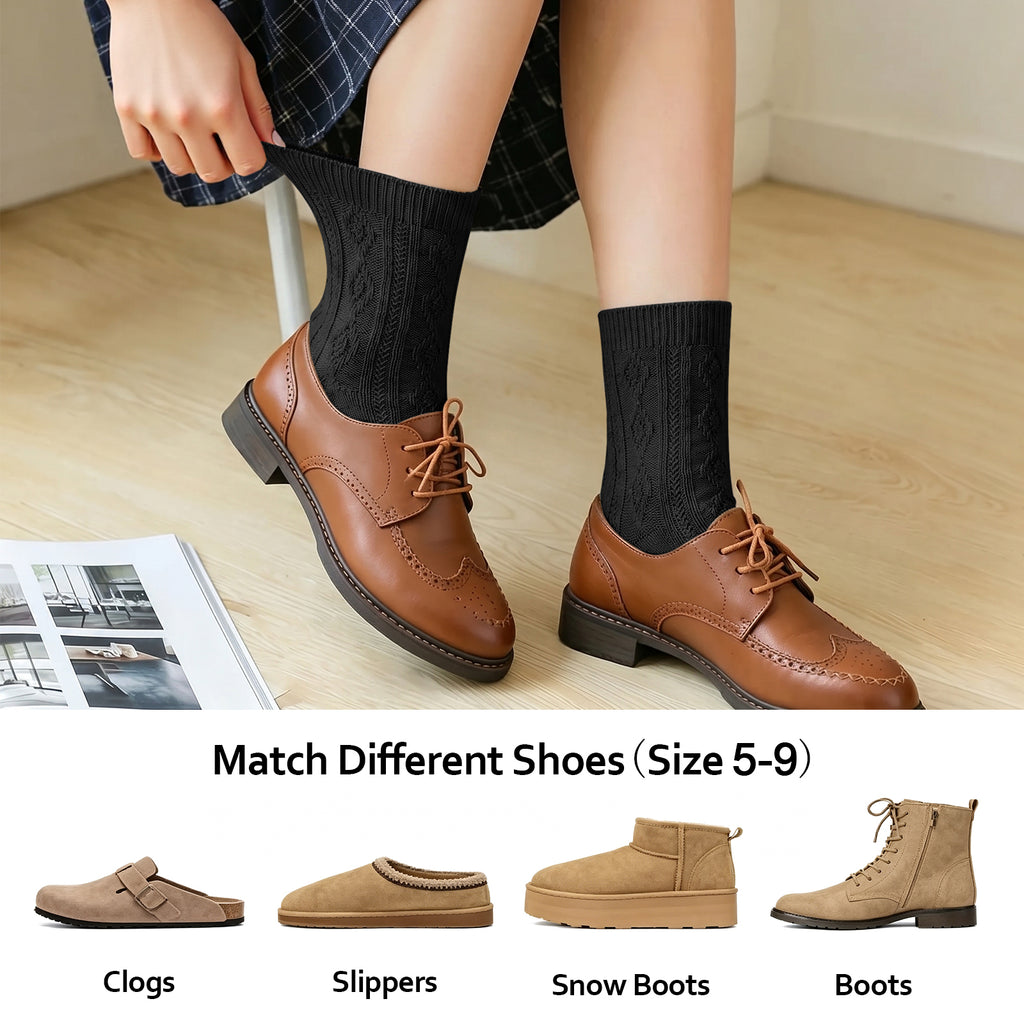 Loritta Secret Crew Socks for Women - Soft Knit Boot Calf Comfortable Cute Dress Cotton Socks Gifts