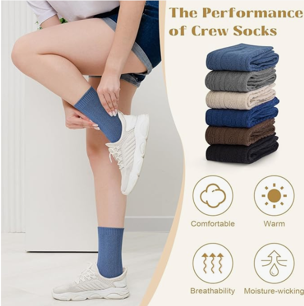 Loritta Secret Crew Socks for Women - Soft Knit Boot Calf Comfortable Cute Dress Cotton Socks Gifts