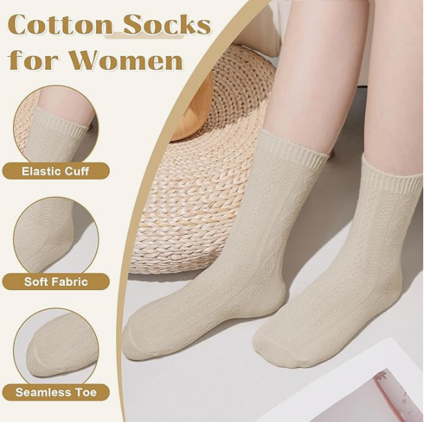 Loritta Secret Crew Socks for Women - Soft Knit Boot Calf Comfortable Cute Dress Cotton Socks Gifts