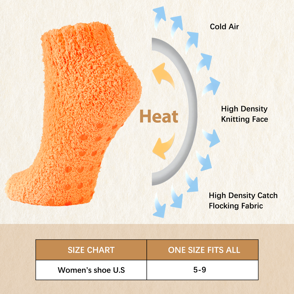 Loritta Secret 7 Pairs Fuzzy Socks for Women Winter Warm Womens Cozy Non Slip Socks with Grippers