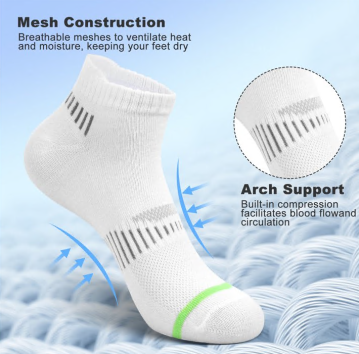Loritta Secret 10 Pairs Women's Low Cut Ankle Socks Stretchy Breathable Athletic Socks for Women,Size 6-8