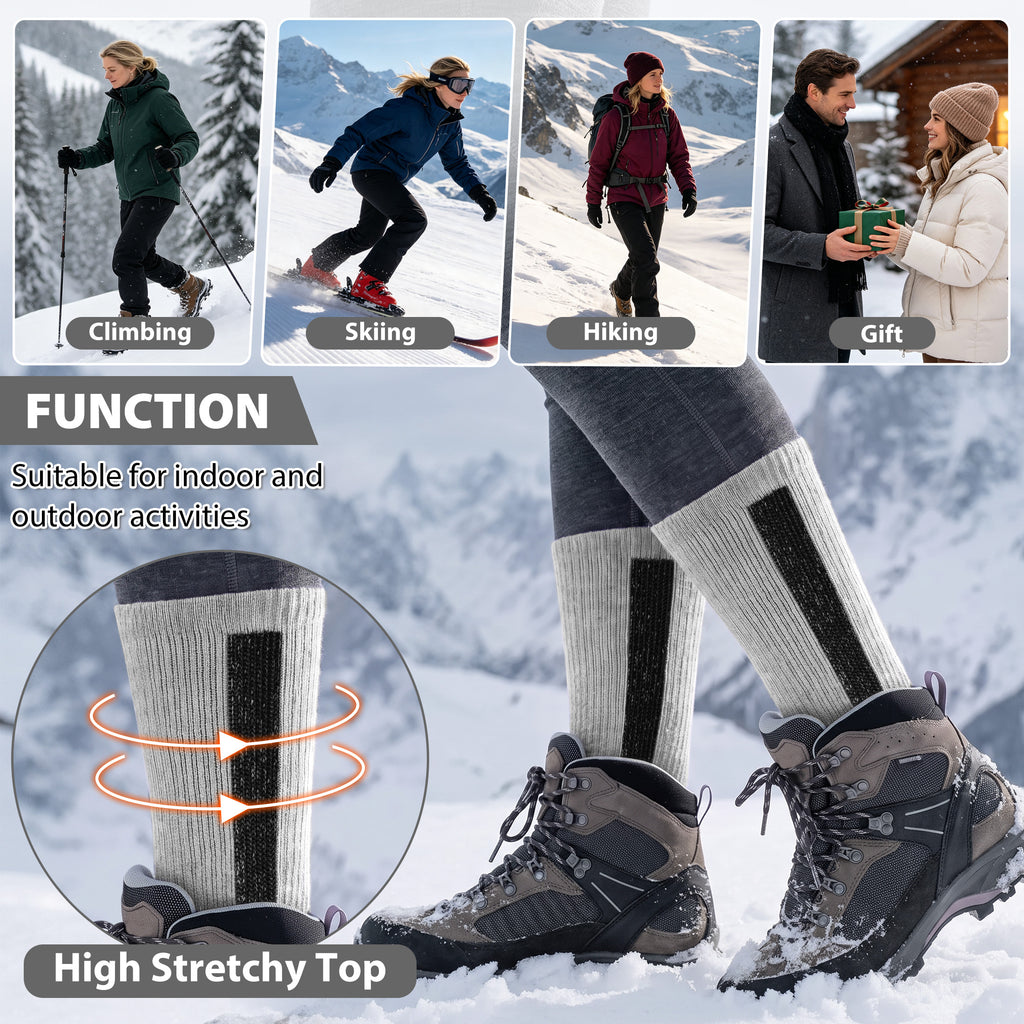 Loritta Secret Merino Wool Socks for Women & Men, 3 Pairs Thermal Winter Hiking Warm Thick Boot Socks
