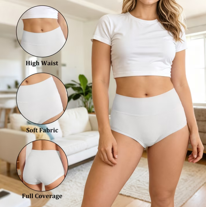Loritta Secret 5 Packs Underwear for Women High Waist Full Coverage Soft Breathable Seamless Panties for Ladies, Size S-2XL