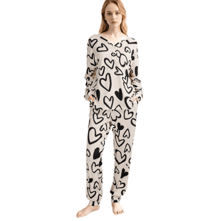 Loritta Secret 2 Pieces Womens Pajamas Sets Comfy Printed Loungewear Sets Woman with Pockets ，Sizes S-2XL