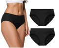 Loritta Secret 2 Packs Period Brief Underwear for Women Postpartum Leak Proof Menstrual Breathable Ladies Panties Black, Size S-2XL