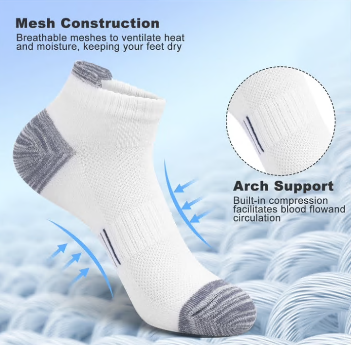 Loritta Secret 10 Pairs Women's Low Cut Ankle Socks Stretchy Breathable Athletic Socks for Women,Size 6-8