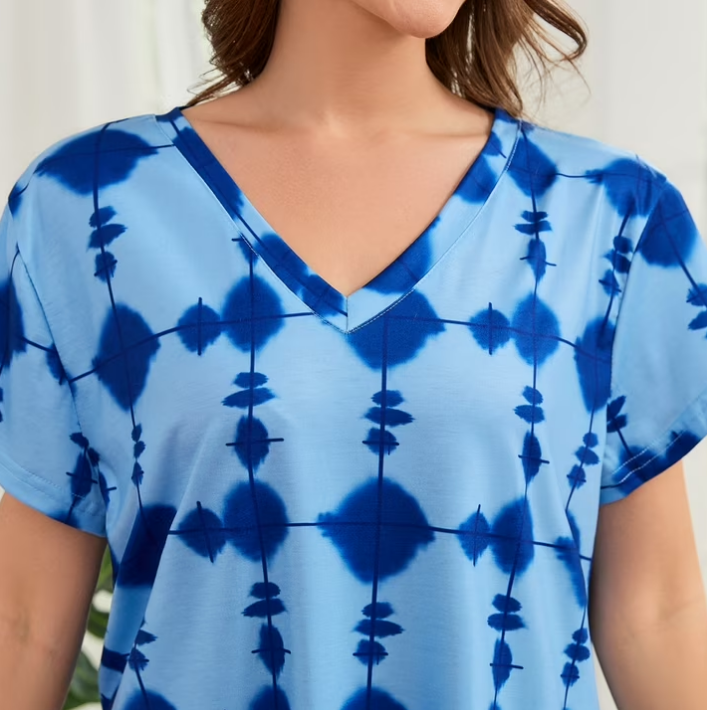 Loritta Secret Tie Dye Womens Pajama Sets Short Sleeve 2 Piece PJ Sets Women Summer Loungewear with Pockets, S-2XL