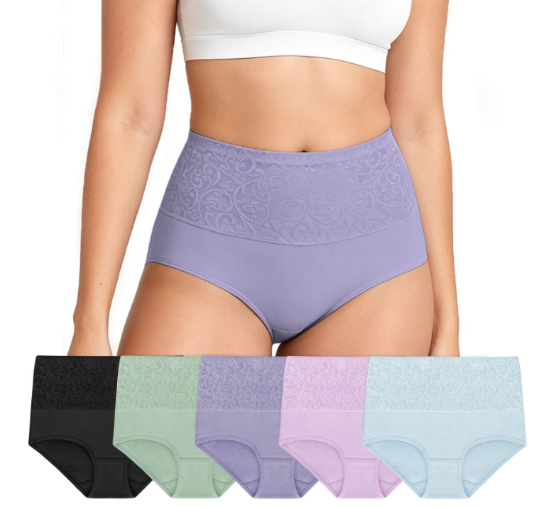Loritta Secret 5 Pair Underwear for Women Cotton High Waist Panties Full Coverage Cotton Panties for Women Packs, Size S-2XL