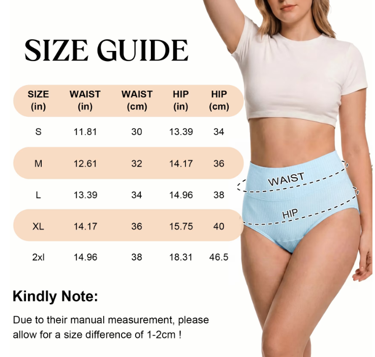 Loritta Secret 5 Packs Underwear for Women High Waist Full Coverage Cotton Soft Panties for Ladies, Size S-2XL