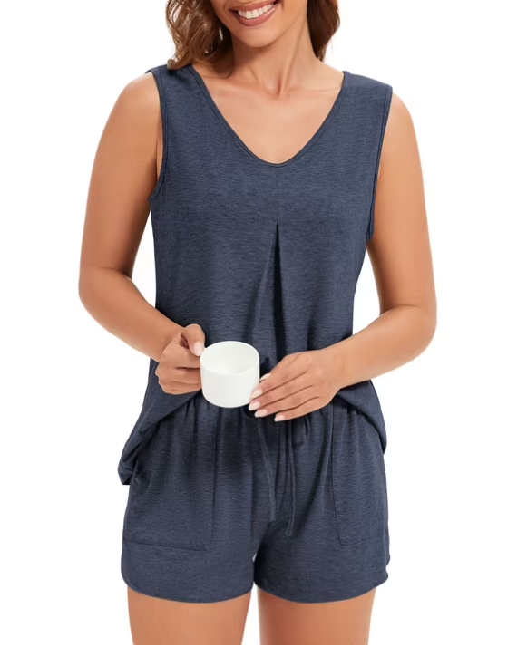 Loritta Secret pajamas set for woman short sleeve for woman 2 piece V Neck Summer lounge set Sleepwear,S-2XL