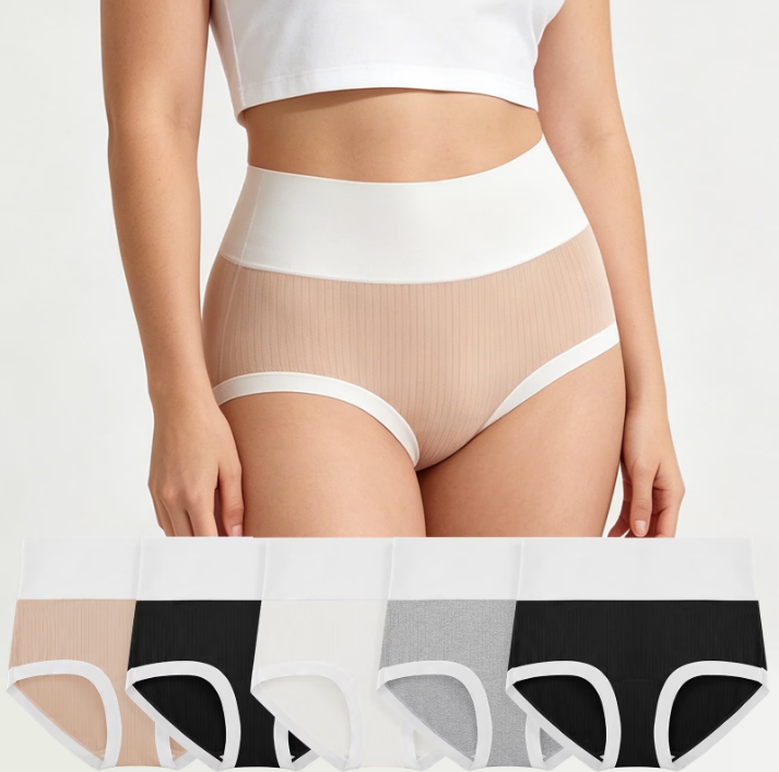 Loritta Secret 5 Packs Underwear for Women High Waist Full Coverage Soft Breathable Seamless Panties for Ladies, Size S-2XL