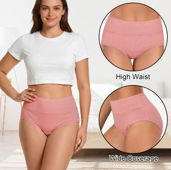 Loritta Secret 5 Packs Underwear for Women High Waist Full Coverage Cotton Soft Panties for Ladies, Size S-2XL