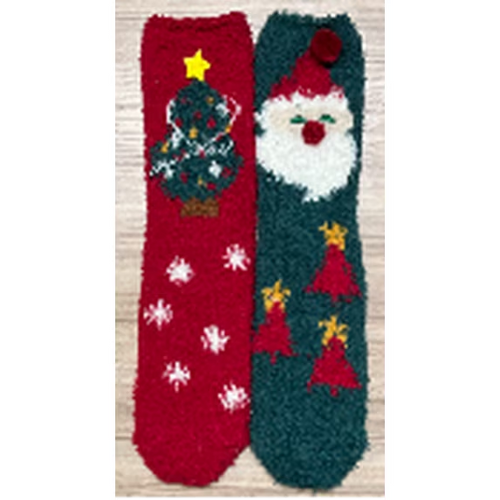 Loritta Secret 2 Pairs Fuzzy Socks for Women Soft Winter Warm Socks with Christmas Bal