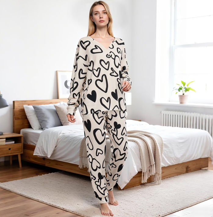 Loritta Secret 2 Pieces Womens Pajamas Sets Comfy Printed Loungewear Sets Woman with Pockets ，Sizes S-2XL