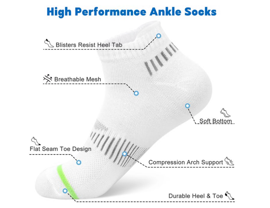 Loritta Secret 10 Pairs Women's Low Cut Ankle Socks Stretchy Breathable Athletic Socks for Women,Size 6-8