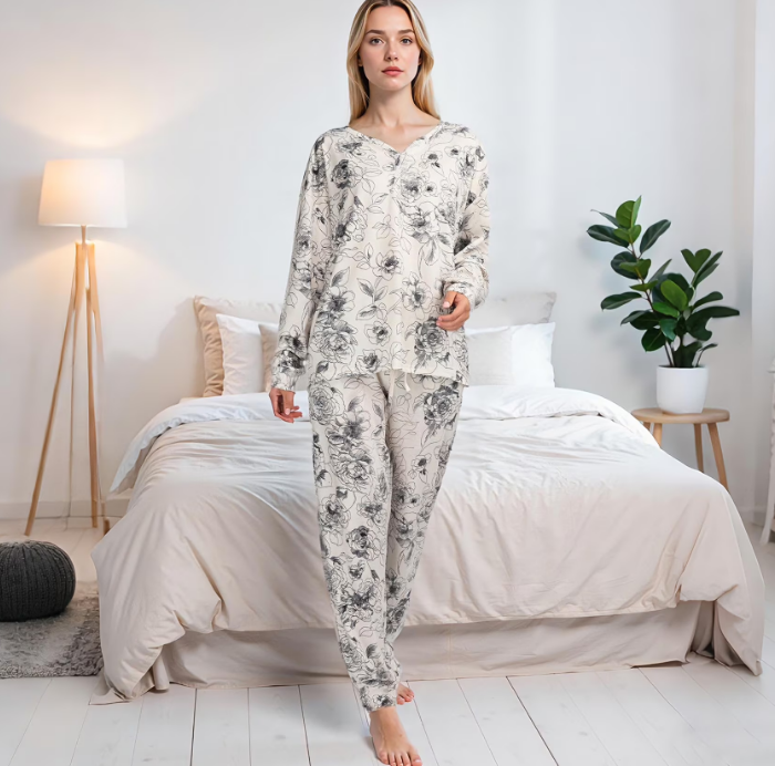 Loritta Secret 2 Pieces Womens Pajamas Sets Comfy Printed Loungewear Sets Woman with Pockets ，Sizes S-2XL