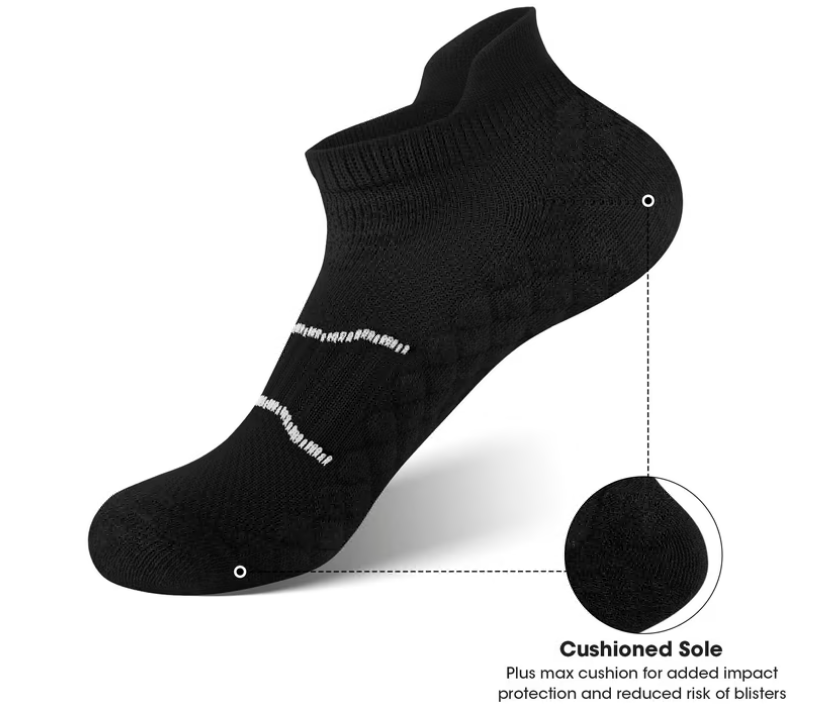 Loritta Secret 6 Pairs Womens Ankle Socks Low Cut Running Breathable Cushioned Socks Size 8-12