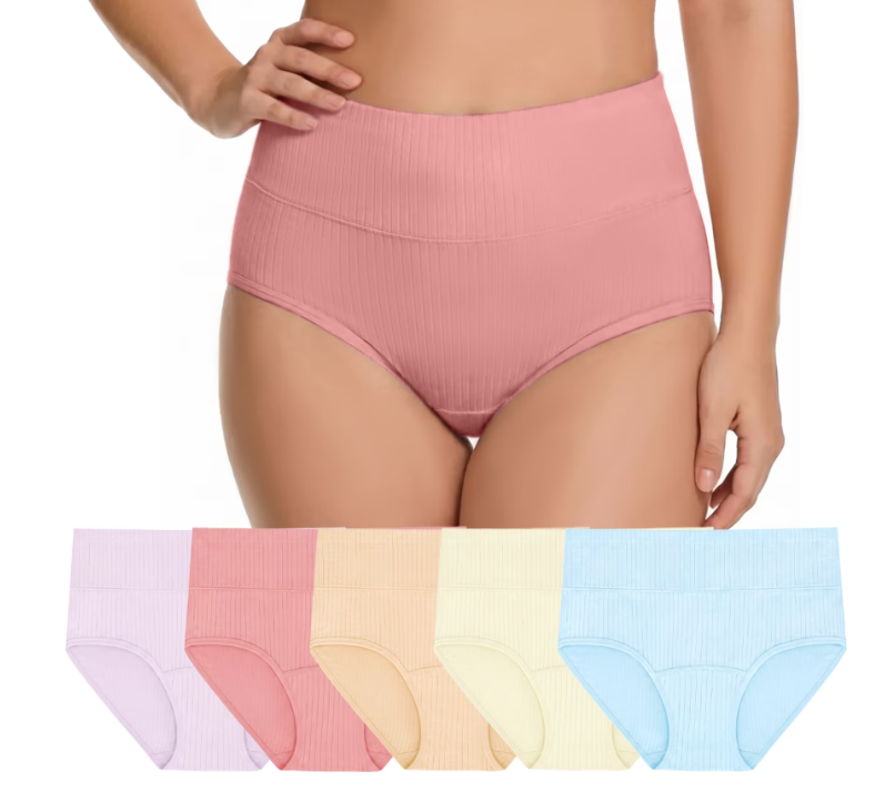 Loritta Secret 5 Packs Underwear for Women High Waist Full Coverage Cotton Soft Panties for Ladies, Size S-2XL