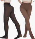 Loritta Secret 2 Pairs Women Fleece Lined Tights Fake Translucent Leggings High Waist Warm Thermal Pantyhose for Winter