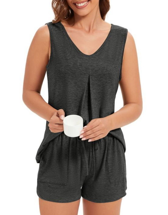 Loritta Secret pajamas set for woman short sleeve for woman 2 piece V Neck Summer lounge set Sleepwear,S-2XL