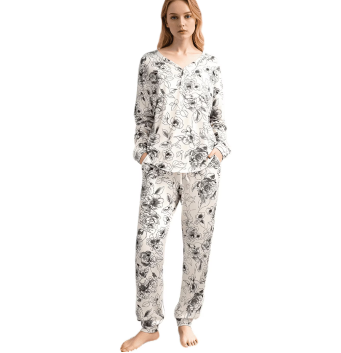 Loritta Secret 2 Pieces Womens Pajamas Sets Comfy Printed Loungewear Sets Woman with Pockets ，Sizes S-2XL