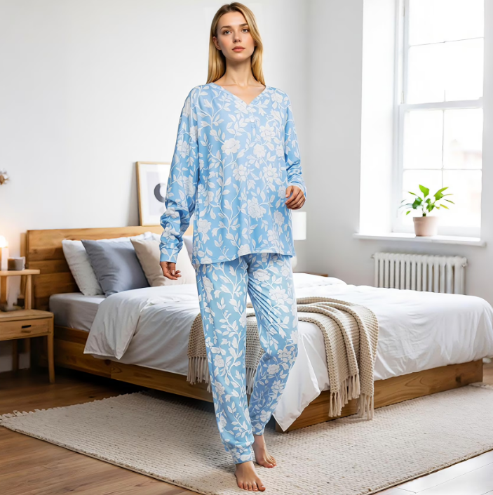Loritta Secret 2 Pieces Womens Pajamas Sets Comfy Printed Loungewear Sets Woman with Pockets ，Sizes S-2XL