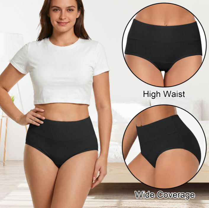 Loritta Secret 5 Packs Underwear for Women High Waist Full Coverage Cotton Soft Panties for Ladies, Size S-2XL