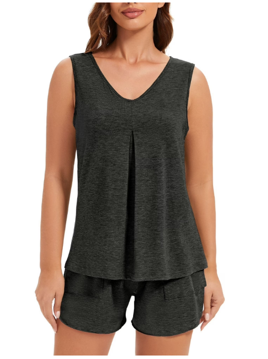 Loritta Secret pajamas set for woman short sleeve for woman 2 piece V Neck Summer lounge set Sleepwear,S-2XL