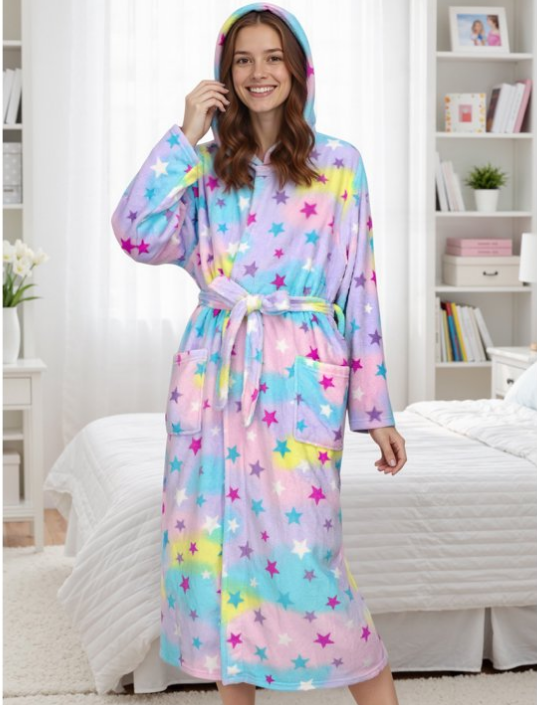 Loritta Secret Warm Robes for Women Hooded Soft Fluffy Bathrobe, Women’s Winter Plush Robes