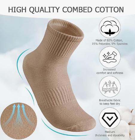 Loritta Secret 18 Pack Womens Mid Crew Socks Casual Ankle High Running Athletic Socks for Women