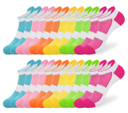 Loritta Secret 12 Pairs Womens Ankle Socks Colorful Comfort Soft Lightweight Sports Athletic Socks